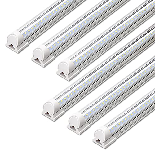 Barrina LED Shop Lights, 40W 5500LM 5000K, 4FT Integrated Fixture, V Shape,T8 Light Tube, Daylight White, Clear Cover, High Output, LED Shop Lights for Garage Warehouse Workshop Basement (Pack of 6) by Barrina - Used condition - CA$85.54