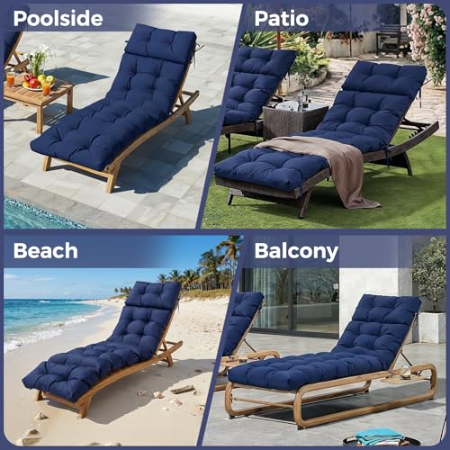 Aegisun Outdoor Chaise Lounge Cushions 75.1x22.8x4.7 Inch, Waterproof Lounge Chair Cushions for Pool, Patio, Deck, Lawn, Fade Resistant Lounge Cushions for Outdoor Furniture, Navy Blue, Set of 2 by Aegisun - Used condition - Image 6