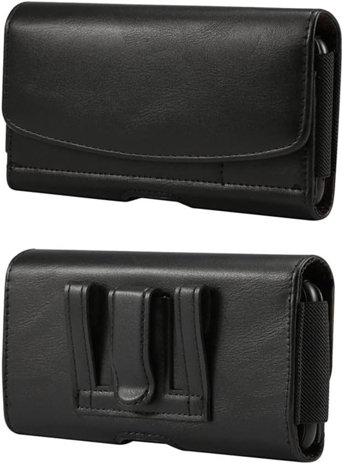 Universal Mobile Phone Waist Bag 4.7~6.9'' Leather Phone Case Holster Belt Clip Phone Cover (Color : Black, Size : 5.5 inch) (Black 5.2 inch)