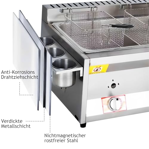 Gas Fritteuse Gastro Doppel Gasfritteuse Edelstahl Fritteuse mit Pommes Körbchen 20 Liter Volumen für Heimküche Küche – Bild 5