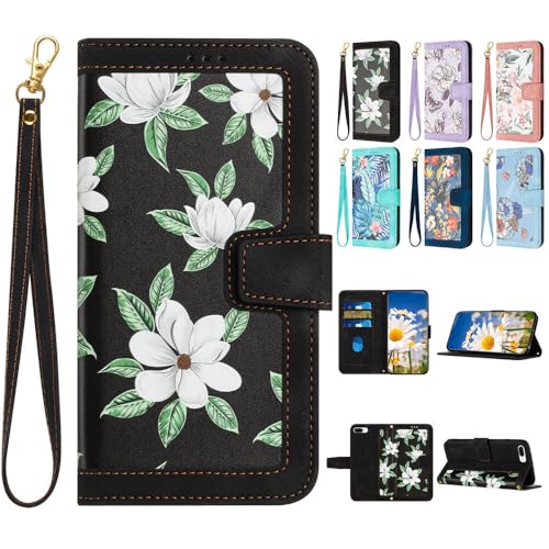 Étui portefeuille Samsung S25 fleur bleu protection clapet aimanté
