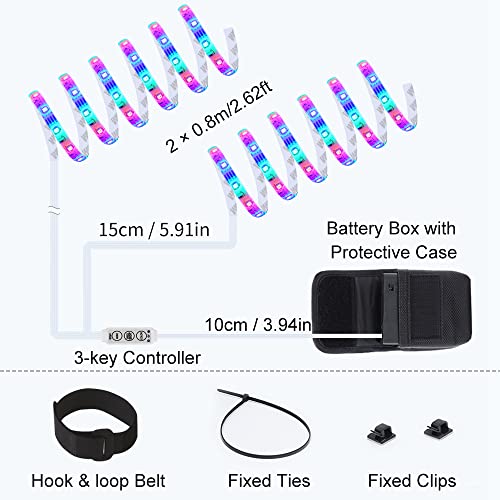 Dancra Bike Lights Led Bicycle Frame Light For Night Riding, 2.62Ft×2 Waterproof Strip Light Battery Powered With Rgb Color, Bright Decoration Lights For Scooter,Trike ,Bike Lighting Accessories #TOP6