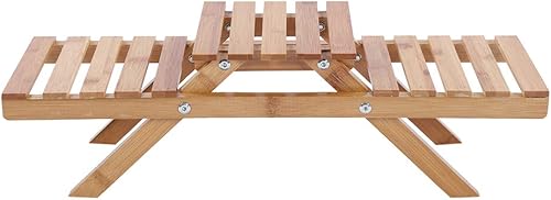 Soporte para plantas de 2 capas para interiores y exteriores, estante plegable de madera para plantas, soporte grande para plantas, soporte de