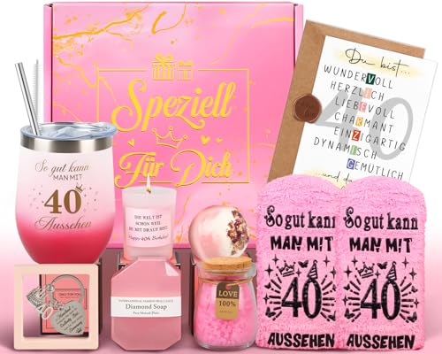 Giftota 40 Geburtstag Frauen, Geschenke für Frauen Geburtstagsgeschenk für Frau Personalisierte Geschenke 40 Geburtstag Geschenkset Rituals Frau für Freundin, Schwester, Ehefrau, Mama, Kollege
