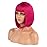eNilecor Short Bob Hair Wigs 12 Straight with Flat Bangs Synthetic Colorful Cosplay Daily Party Wig for Women Natural As Real Hair+ Free Wig Cap(Hot Pink)