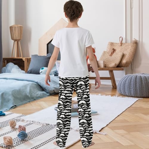 Boy's Pants White Mustache Black Pattern Jogger Pants Elastic Waist Long Bottoms Trousers with Pockets 6-14 Years3