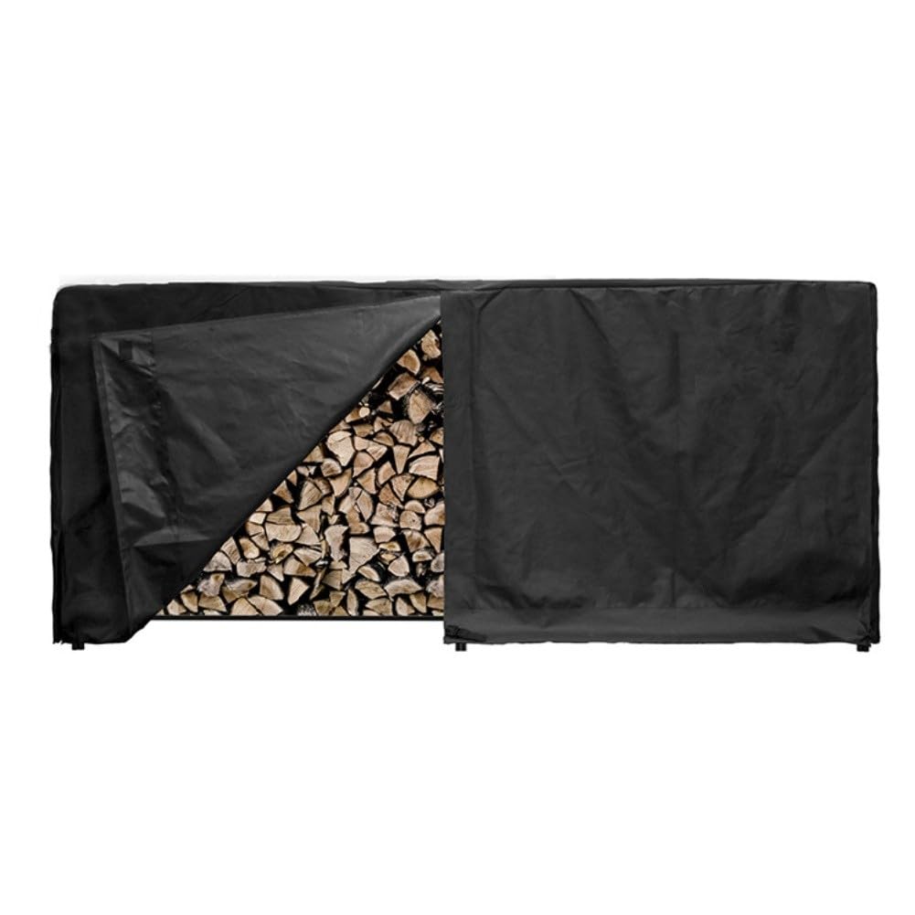 Cubierta para estante de leña de 8 pies para uso en exteriores, 96 x 24 x 42 pulgadas, resistente al agua, Oxford 600D con acceso con cremallera y parte de calentadores radiantes de ajuste