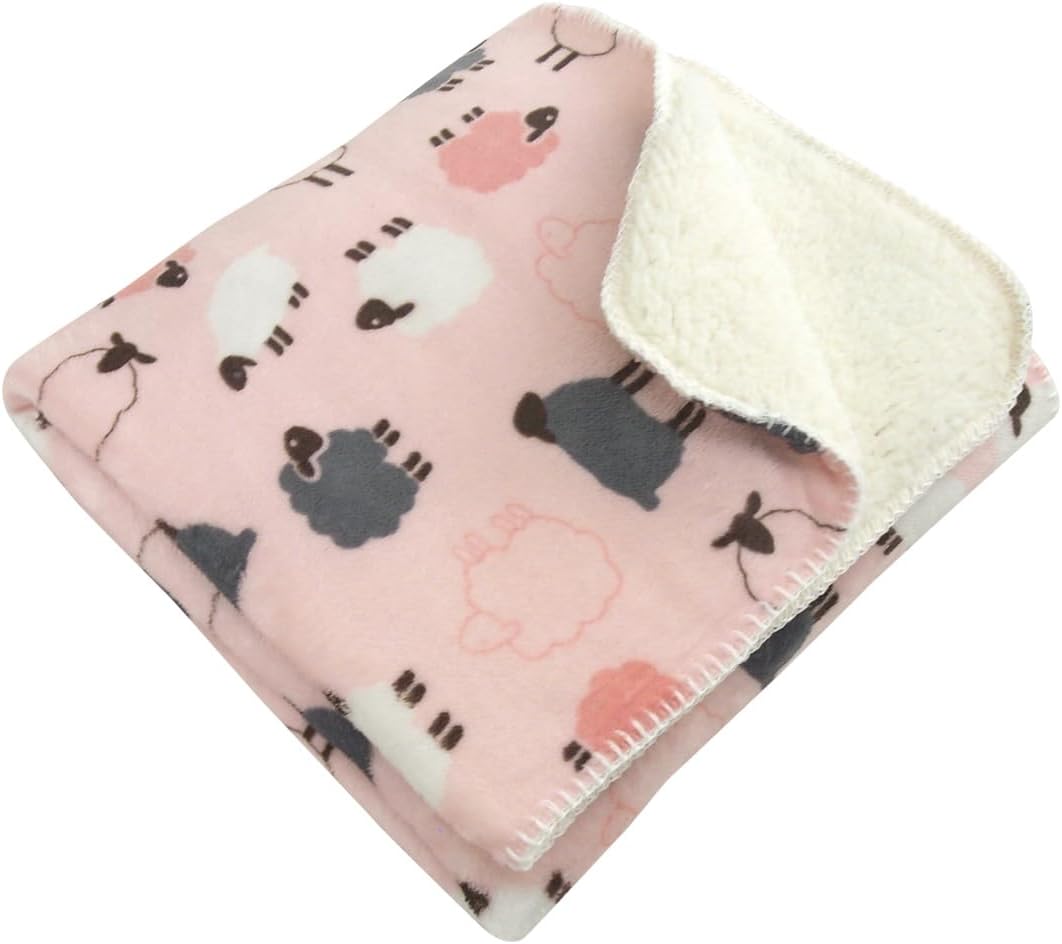Revel Blanket Throw Blanket Sheep Pattern Blanket 2 Piece Set Nap Blanket Throw Blanket Warm Washable Cute Animal (Pink)