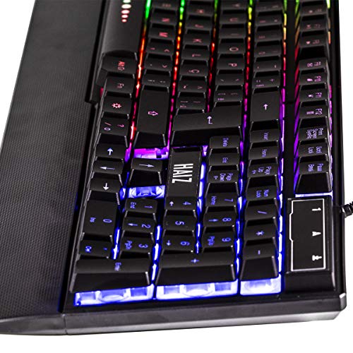 Teclado Gamer Semi-Mecânico Ergonômico com LED RGB Haiz Resistência a Líquidos USB ABNT2 HZ-100