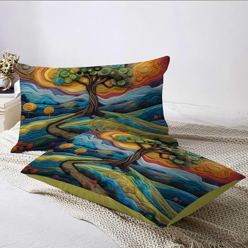 Housse de couette 220x240 vert matcha lit double réversible 3D originale - 6