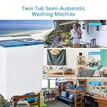 COSTWAY Portable Washing Machine Twin Tub 26 Lbs Capacity, 18 Lbs 8 Lbs Spinner, Compact Control Knobs Timer Function, Drain Pump, Laundry washer, for Apartment RV, Blue - Image 3