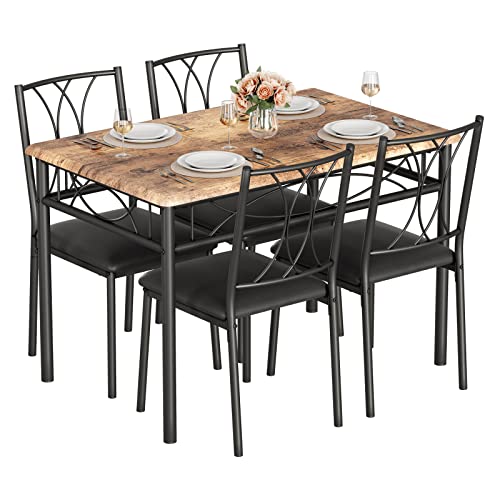 Juego de mesa de comedor y sillas de 5 piezas para cocina rectangular pequeña 2