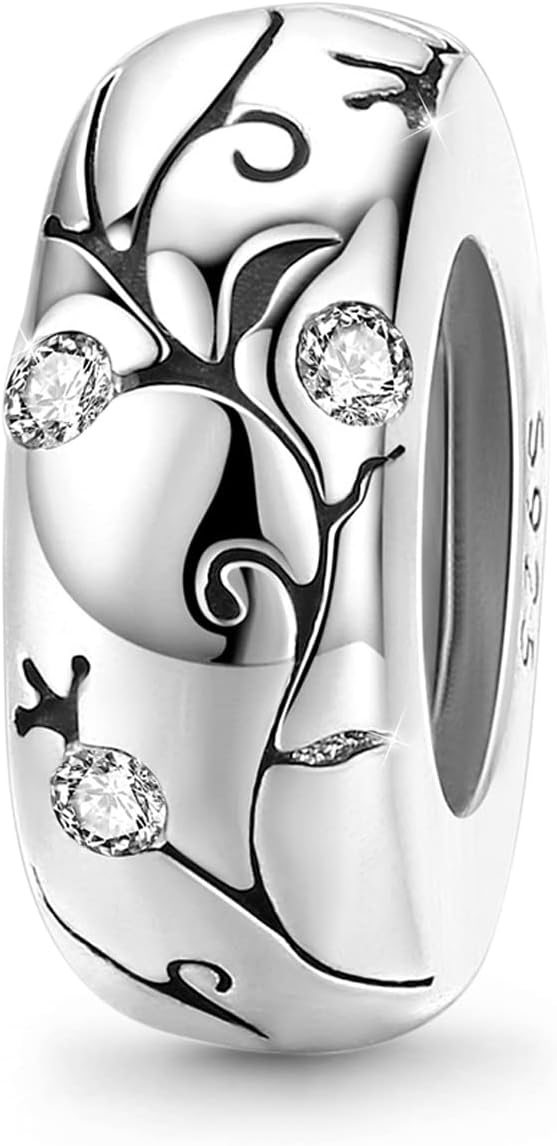 GNOCE Vantage Pattern Stopper for Charm Bracelets 925 Sterling Silver Charms Fit Snake Chain Bracelets/Necklace Jewelry Gift For Women Wife (Stopper-2)