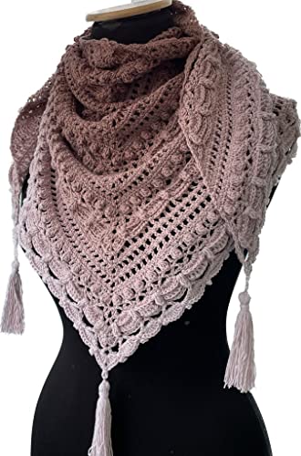 Atelier PG Handmade Crochet%100 Cotton Lost in Time Shawl, Triangle Scarf, Timeless Gift for Elegant Ladies