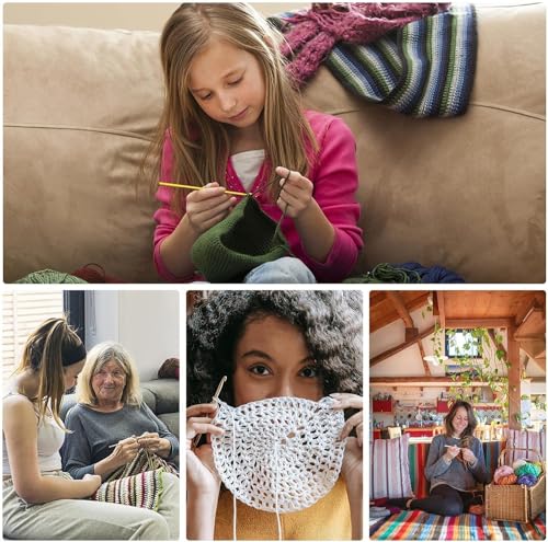 Image of All-in-One Crochet and Knitting Set with Multiple Needle Sizes, Hooks, Accessories, and Case - Ideal for Beginners and Advanced Crafters - Ergonomic Design & Easy to Use,multicolor (Aluminium Crochet Hooks)