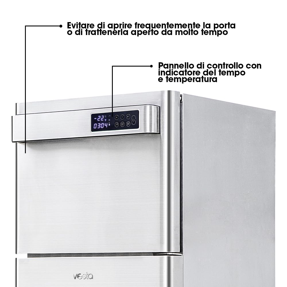 Vesta Precision Abbattitore di Temperatura BF100 per Raffreddare e Congelare gli Alimenti in Tempi rapidi | Congelatore a Pozzetto Compatto con 1 Vassoio incluso (capacità di 2) | Camera 33,5x30x20cm