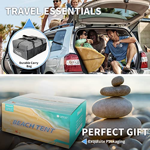 Tesalate Adjustable 4 Thicken Aluminum Poles Sun Shade Sail Shelter Portable Beach Tent Pop Up Canopy Windproof Uv Protection Tents Toldo Carpas Para Playa With Anchors Sandbags Tarp 10X10 Ft Hot Pink #TOP6