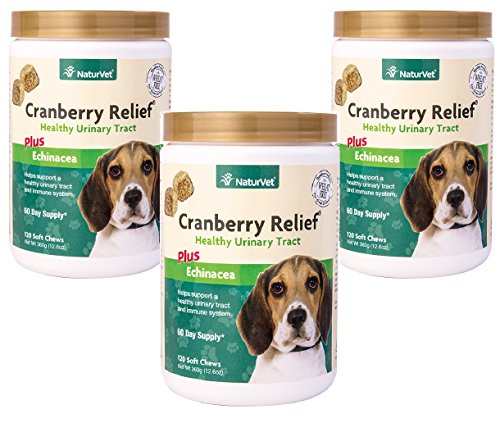 NaturVet 360-Count Cranberry Relief Plus Echinacea Soft Chews for Dogs (3 Jars with 120 Chews Each)