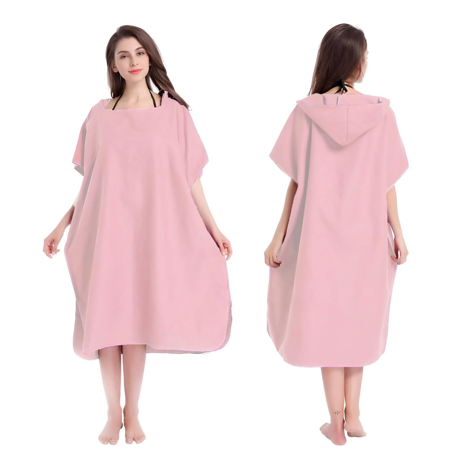 Toalla de Playa, Poncho de Surf, Toalla de Secado rápido, Sudadera con Capucha, Gran absorción de Agua, Microfibra, Bata de Playa de Repuesto(Pink)