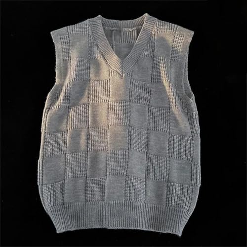 Men's Knitted Vest Autumn and Winter Loose V-Neck Pullover Textured Sleeveless Fashion Vest4