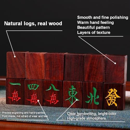 Juego de Mahjong Chino con 144 fichas de madera miniatura 5