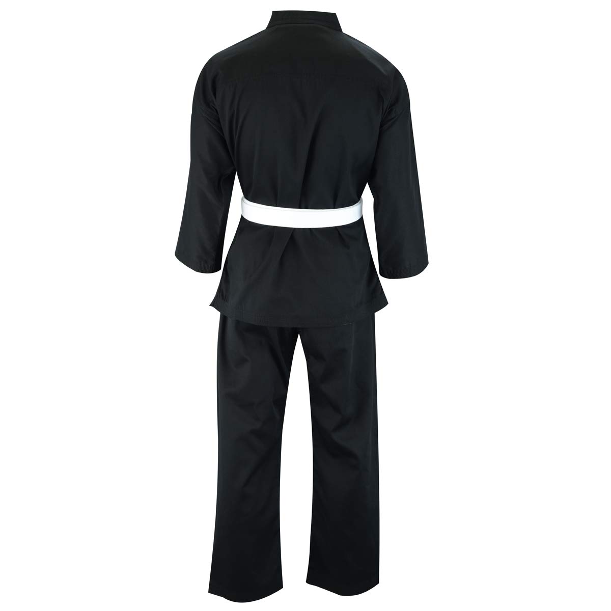 Malino Studente Karate Gi, Tuta da Karate, Uniforme da Karate, Tuta per bambini e adulti da uomo Uniforme per arti marziali Cintura gratuita 100% cotone 8 once Bianco/Nero (6/190, Nero)