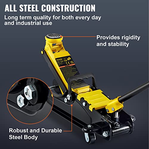 Vevor 2.5 Ton Low Profile, Heavy-Duty Steel Racing Floor Jack With Single Piston Lift Pump, Lifting Range 3.35"-14.96" #TOP3