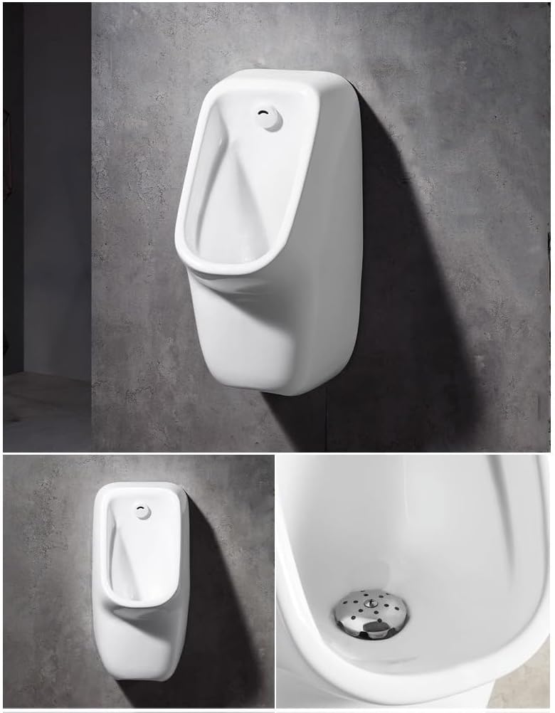 Urinals for Men, Wall Mounted Urinal in Ceramic White, Ceramic Urinals with Sensor Flush Valve, Urinals for Men Spill Proof Nighttime, Urinals for Men Bathroom, for Bathrooms, Hotels, Shoppin