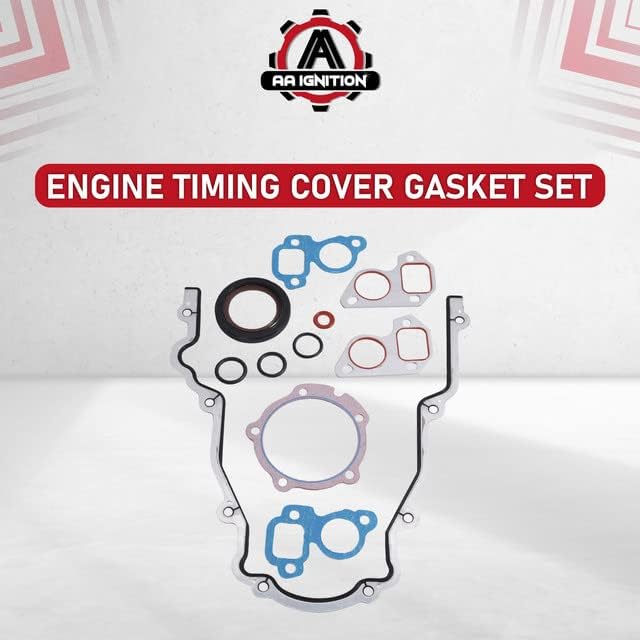 Engine Timing Cover Gasket Set - Replaces TCS45993, 12633904, Compatible with Buick, Cadillac, Chevrolet, GMC, Hummer - 4.8L 5.3L 5.7L 6.0L 6.2L Rainier, Escalade, Avalanche, Sierra, Silverado, Yukon