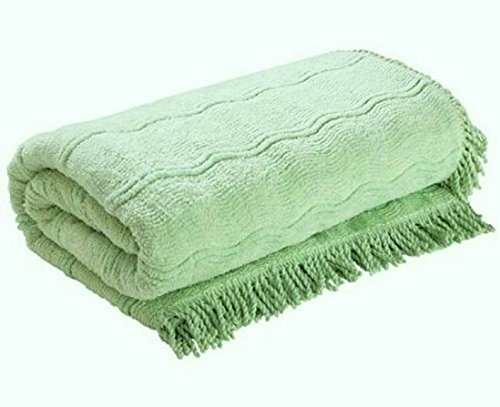 The Bettersleep Company Candlewick Bedspread Luxury Traditional Bed Throw Double Bed Green