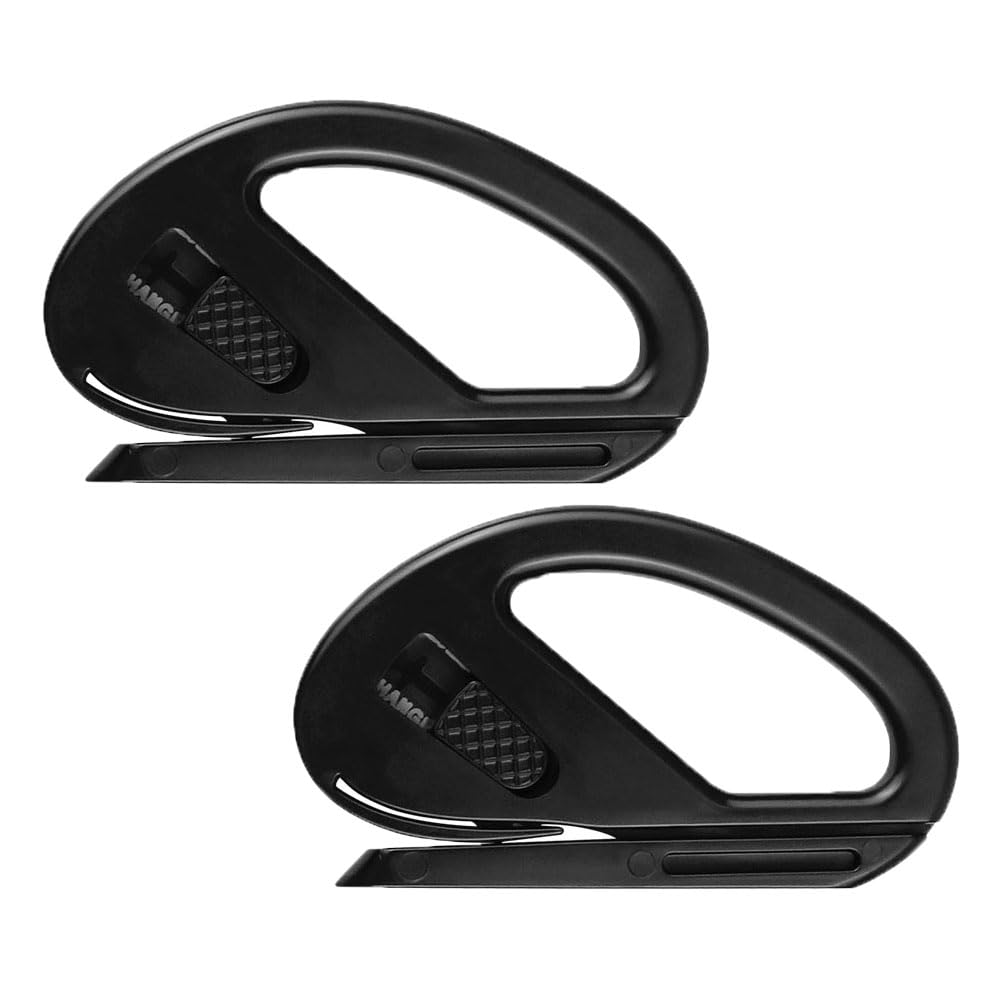 2 Pack Wrapping Paper Cutter, Sliding Gift Wrap Cutting Tool Effortless Film Cutter Letter Opener for Christmas, Halloween, Birthdays, Holiday - Black