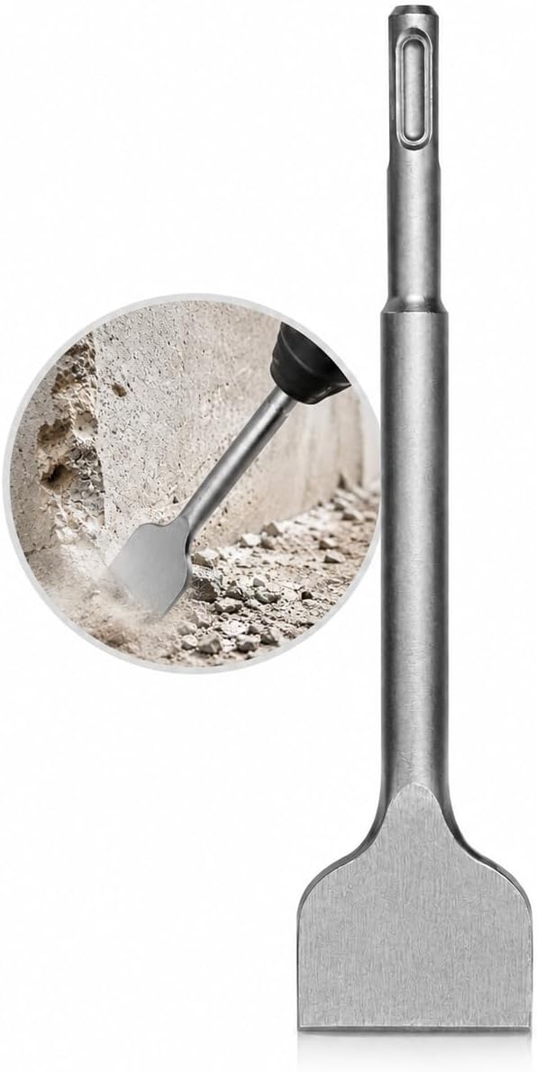 Weischer - SDS Plus Spade Chisel 600 mm / 75 mm Wide Chisel Hammer Drill Compatible Sturdy & Shatterproof Chisel for Masonry Tiles Concrete & Stone