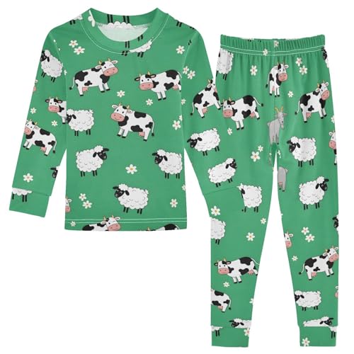 Pajama Sets Long Sleeve Farm Animals Goats and Cows Soft Comfy Sleepwear 2 Piece PJS 3-8T