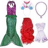 Oumbivil Little Mermaid Princess Dress Ariel Costume for Grils Cosplay Birthday Party Halloween Cost