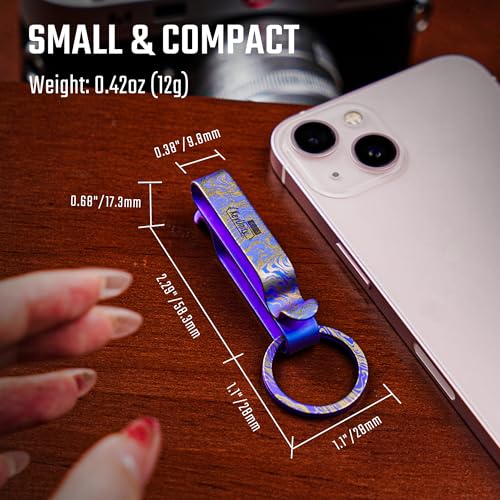 Image of KeyUnity KM00 Titanium Belt Loop Keychain Clip Double Side Quick Release Key Holder with Detachable Key Ring