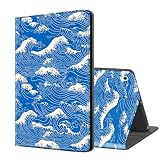 ETLKJVBL for iPad A16 Case, Stand Cover Multi Angle Viewing, Auto Sleep/Wake, Blue Waves Exquisite Leather for iPad 11th Generation Case