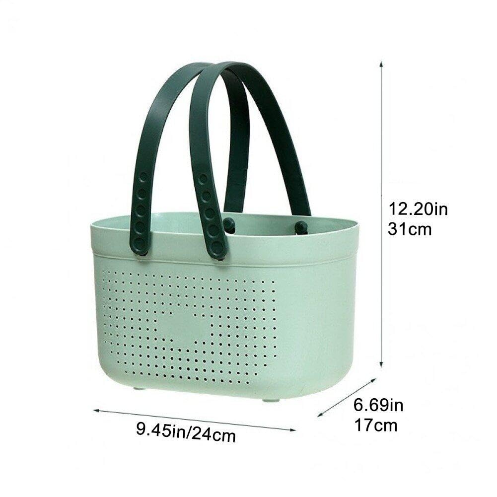 Cesta de ducha portátil con asa, organizador de almacenamiento de baño de plástico con drenaje hueco, conveniente solución de almacenamiento de artículos de tocador