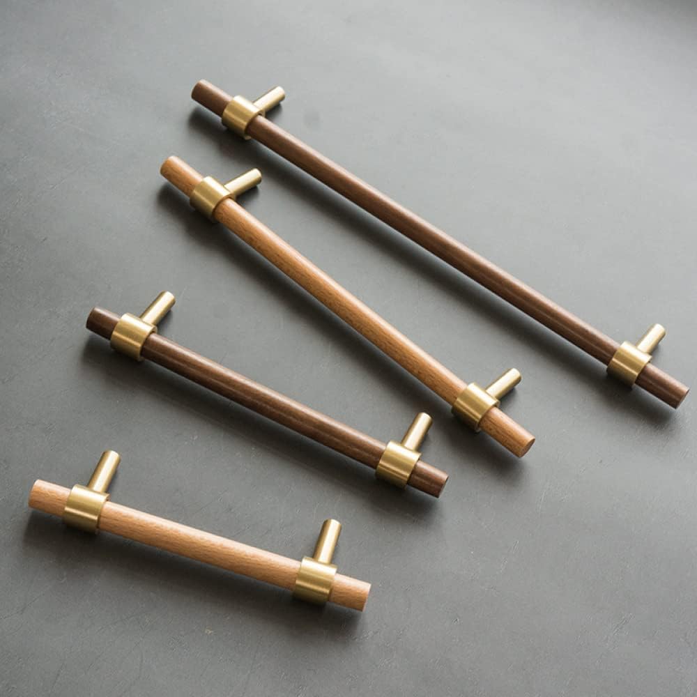 Kitchen Cabinet Door Drawer Knob T Bar Handles Knobs Pulls Wooden Handles Closet for Cupboards Dresser Home Decoration (Color : Beech Wood 96mm)