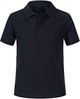 Polo de manga corta para niño, ajuste clásico, polo de piqué, camisas de golf para jóvenes, camisa con cuello para uniforme escolar, ropa de niños y niñas, azul marino, 6-7 años