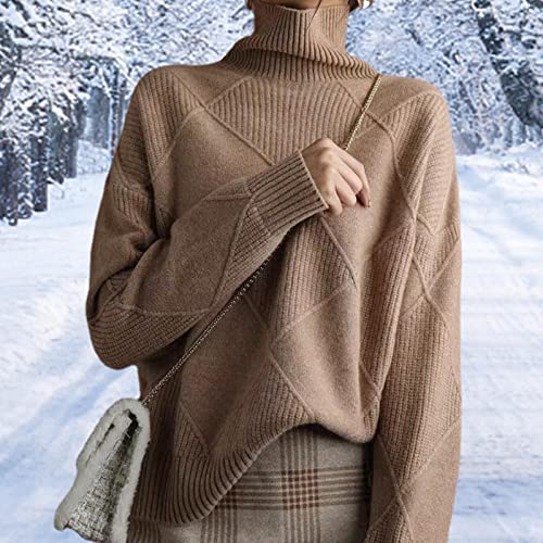 suéter gola alta - Suéter de gola alta - Suéter de gola alta solta outono inverno para senhoras, mul