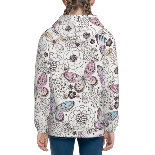 Vintage Butterflies Kids Pullover Hoodies Boys Sweatshirts Girls Athletic Clothes with Pocket4