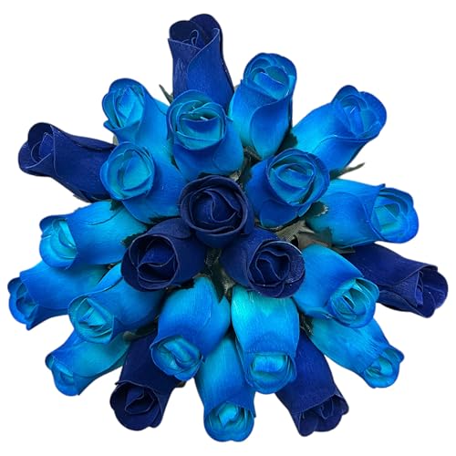 Shop ZoomBee Ocean Ombre Two Dozen Handcrafted Blue Wooden Roses 24 Shaved Birch Wood Flowers 13-inch Adjustable Stems Unique Everlasting Bouquet for Birthdays Graduations and Home Decoration