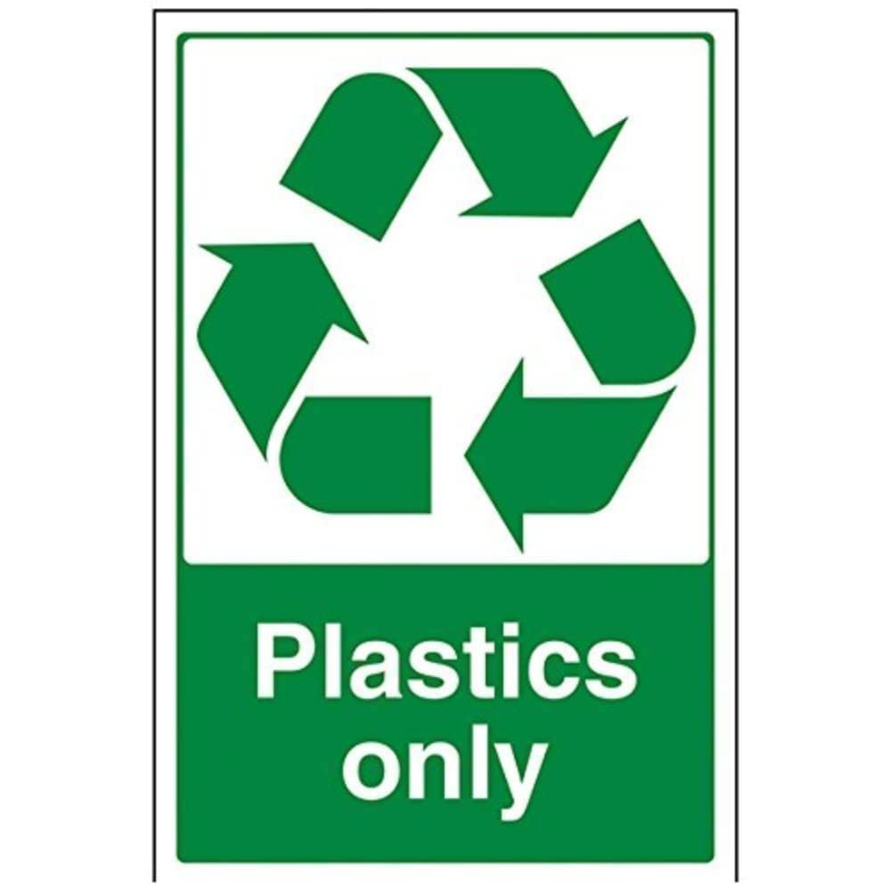 V Safety Plastics Only Recycling Sign - 200mm x 300mm - 1mm Rigid Plastic
