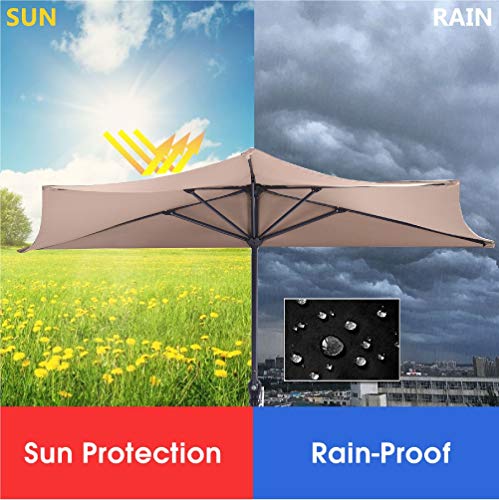 Ka 9Ft Half Round Umbrella Patio Bistro Wall Balcony Door Window Sun Shade, Umbrella With Lights Inside, Canvas Outdoor Umbrella, Outside Umbrella For Patio With Stand (5) #TOP4
