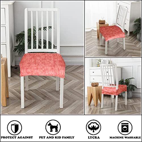 Image of Universal Size Dining Chair Seat Cover Set of 4 Seater pcs are Easily Washable Strechable and Comfortable for Dining Room Home Decor Slip Cover (Light Red Texture)