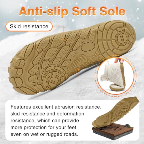 Image of Womens Mens Barefoot Boots Shoes Minimalist Winter Snow Boots Warm Ankle Booties Zero Drop Sole Wide Toe Box Slip on Sneakers