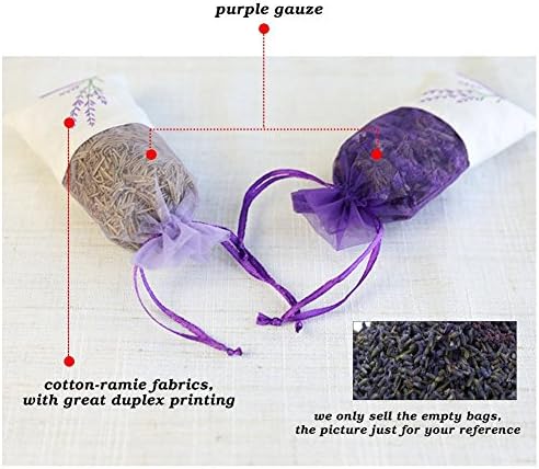 Geila 12pcs Sachet Empty Bags Purple Drawstring Gauze Cotton-ramie Sacks for Lavender, Spice and Herbs (Drawstring Bag)