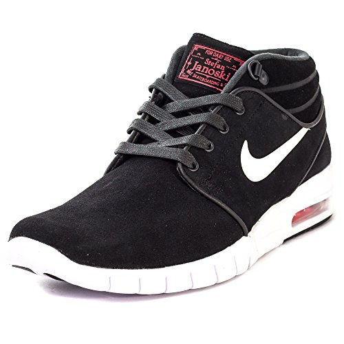 Nike Stefan Janoski Max Mid L, Chaussures de Skate Homme, Noir/Blanc/Rouge (Noir/Blanc-Rouge université), 38.5