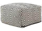 Beliani Pouf de Type Ottoman de Forme Rectangulaire 50 x 50 x 30 cm en Coton Noir et Blanc avec Motif Traditionnel pour Salon ou Chambre