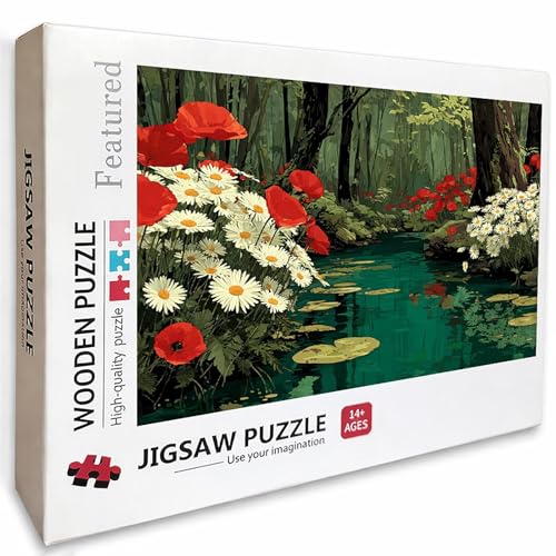 Baum Holz Puzzles 75x50cm, Blume Jigsaw Puzzles 1000 Teile für Erwachsene Mit Box, EIN Herausforderndes Rätsel Game, Farbenfrohes Legespiel, Sommergeschenke, Geeignet für Alle Altersgruppen, 2-4800
